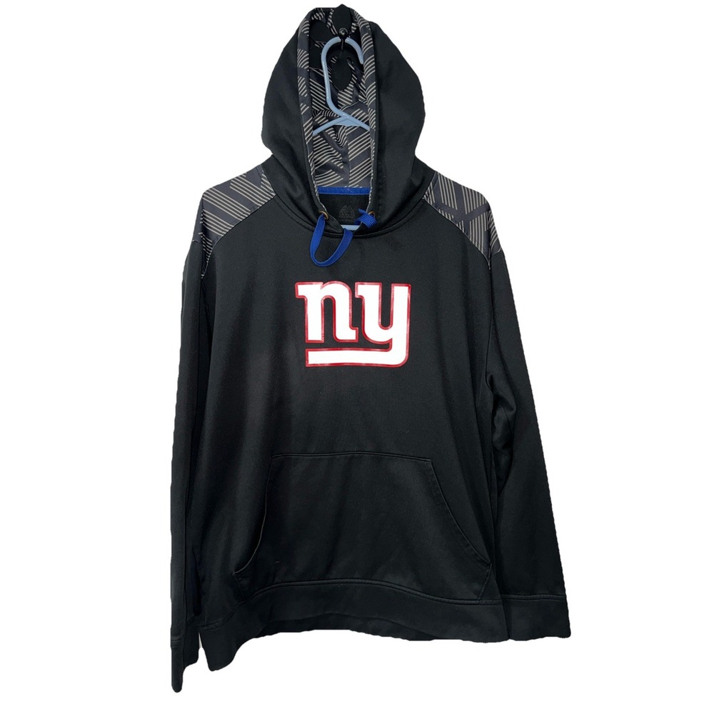 Majestic‎ NY Giants ThermaFit Black Hoodie/Grey Stripes Size Large?